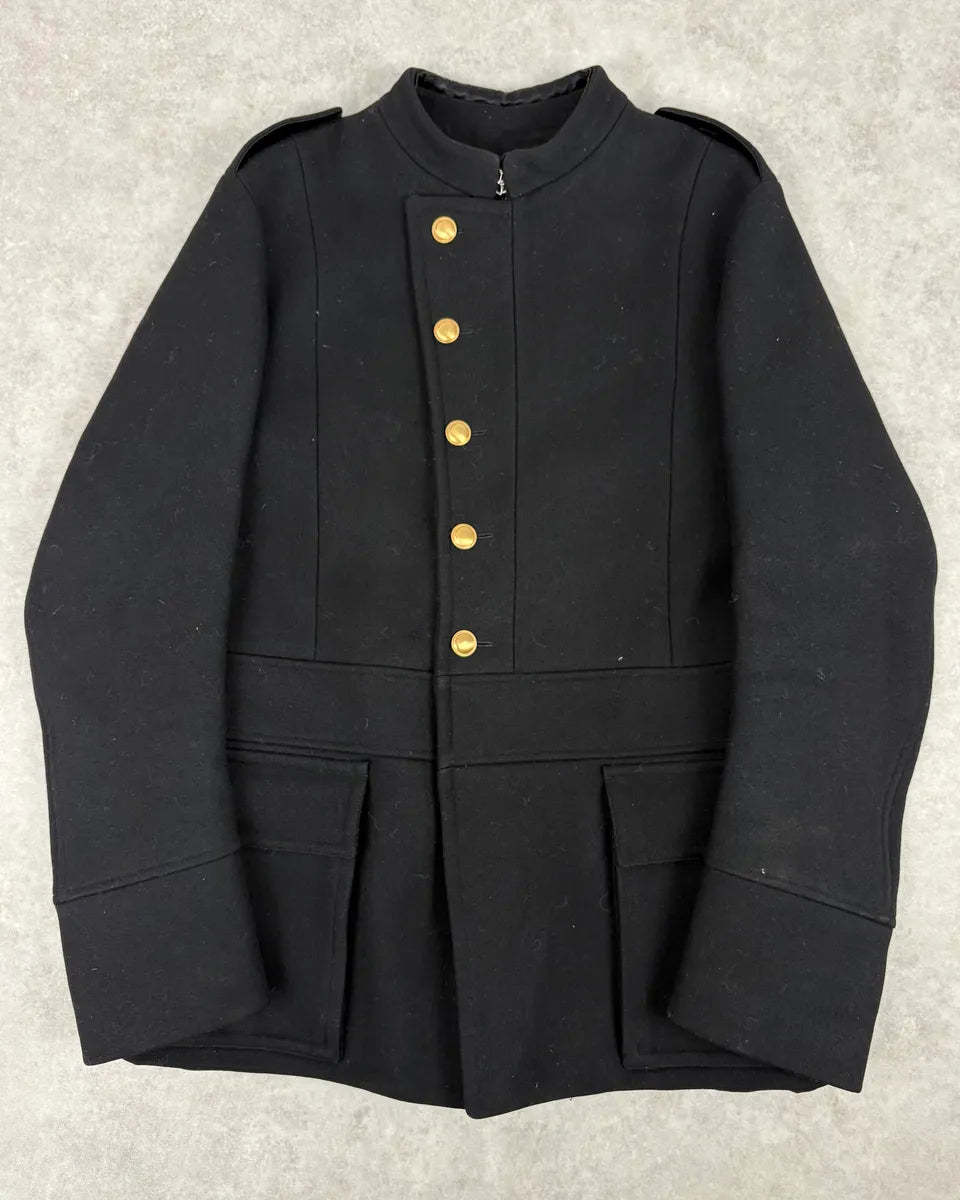 FW2003 Gucci Black Asymmetrical Buttoned Officer Classy Wool Jacket tygRzrN 0
