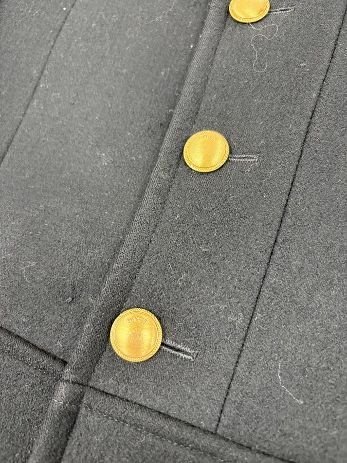 FW2003 Gucci Black Asymmetrical Buttoned Officer Wool Jacket by Tom Ford tygRzrN 7