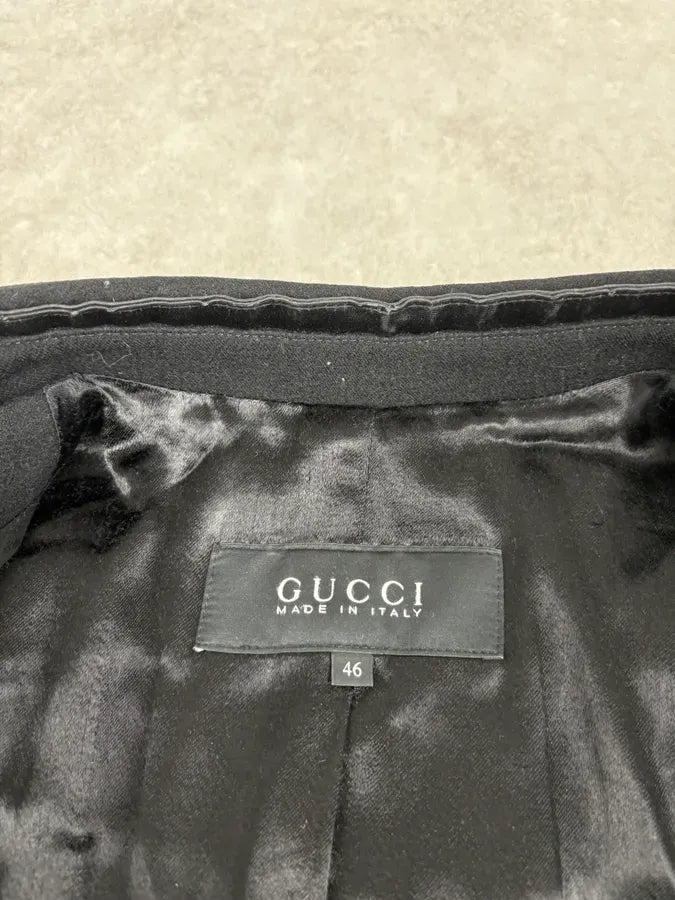 FW2003 Gucci Black Asymmetrical Buttoned Officer Wool Jacket by Tom Ford tygRzrN 8
