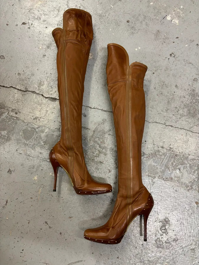 FW2003 Gucci Brown Leather Ankle Heels Boots by Tom Ford mfvYCCq 3