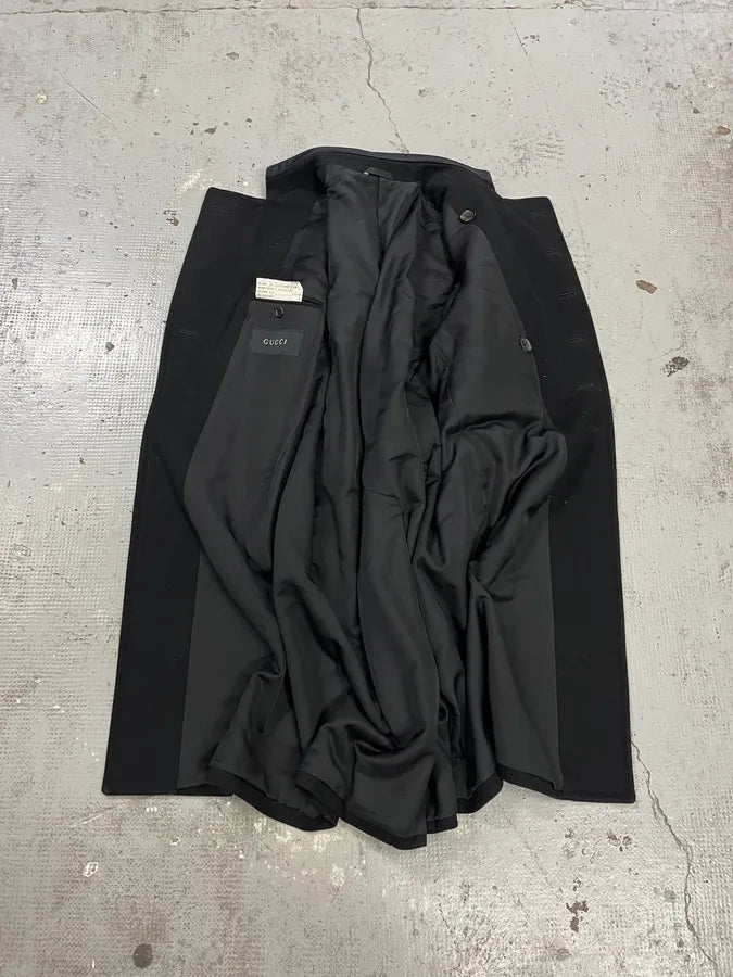 FW2003 Gucci Double-Breasted Buttoned Black Wool Coat by Tom Ford iUFhiBf 12