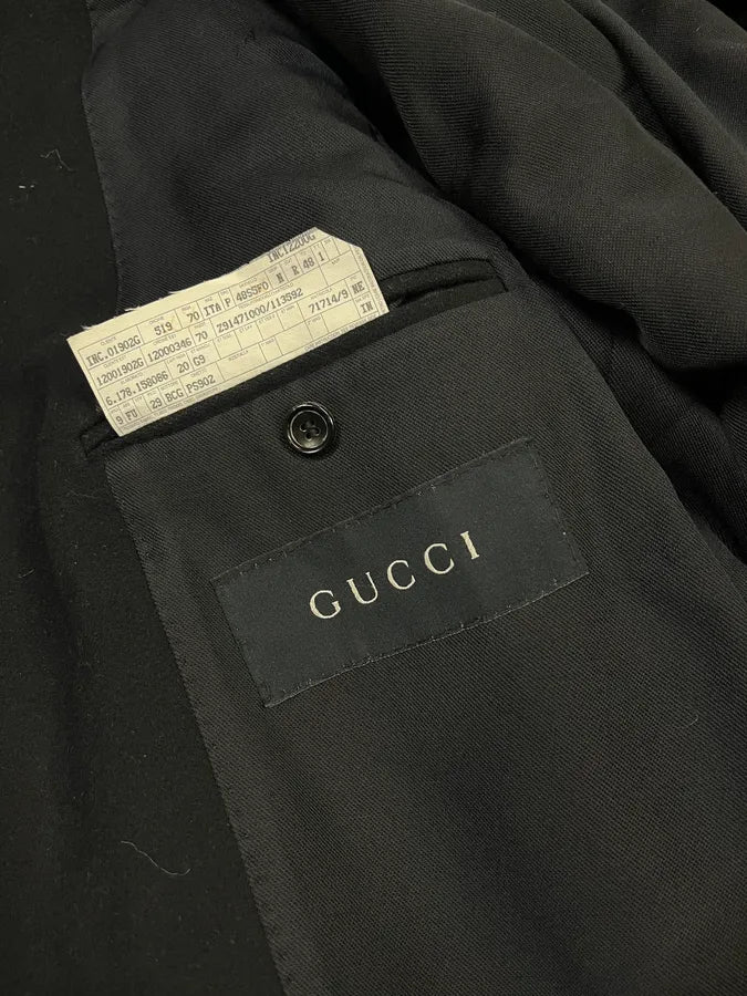 FW2003 Gucci Double-Breasted Buttoned Black Wool Coat by Tom Ford iUFhiBf 13