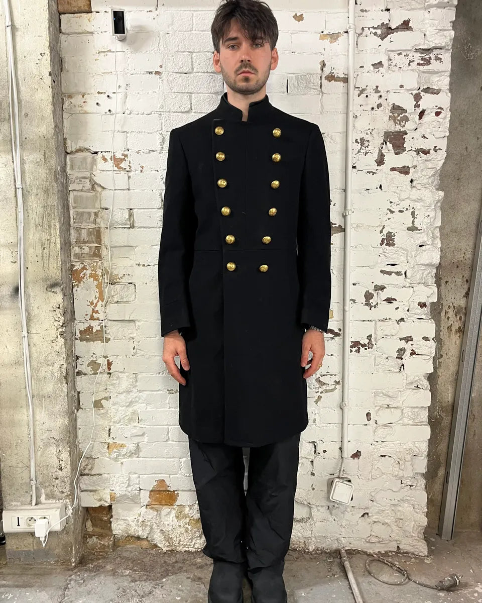 FW2003 Gucci Double-Breasted Buttoned Black Wool Coat by Tom Ford iUFhiBf 2