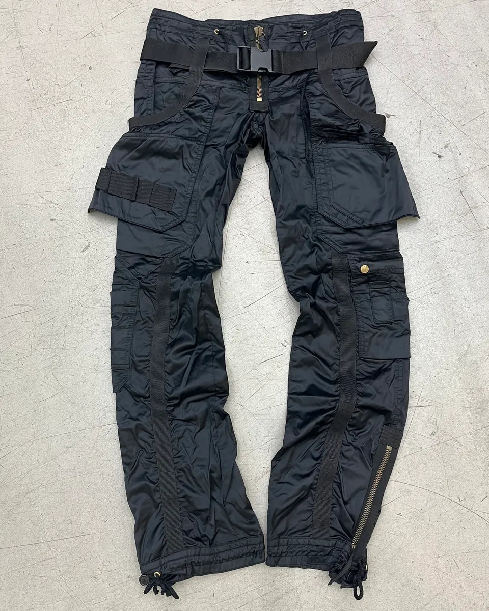 FW2003 Jean Paul Gaultier Aviator Black Bondage Cargo Pants esCUdvC 0