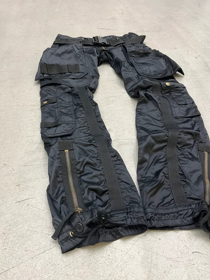 FW2003 Jean Paul Gaultier Aviator Black Bondage Cargo Pants esCUdvC 4