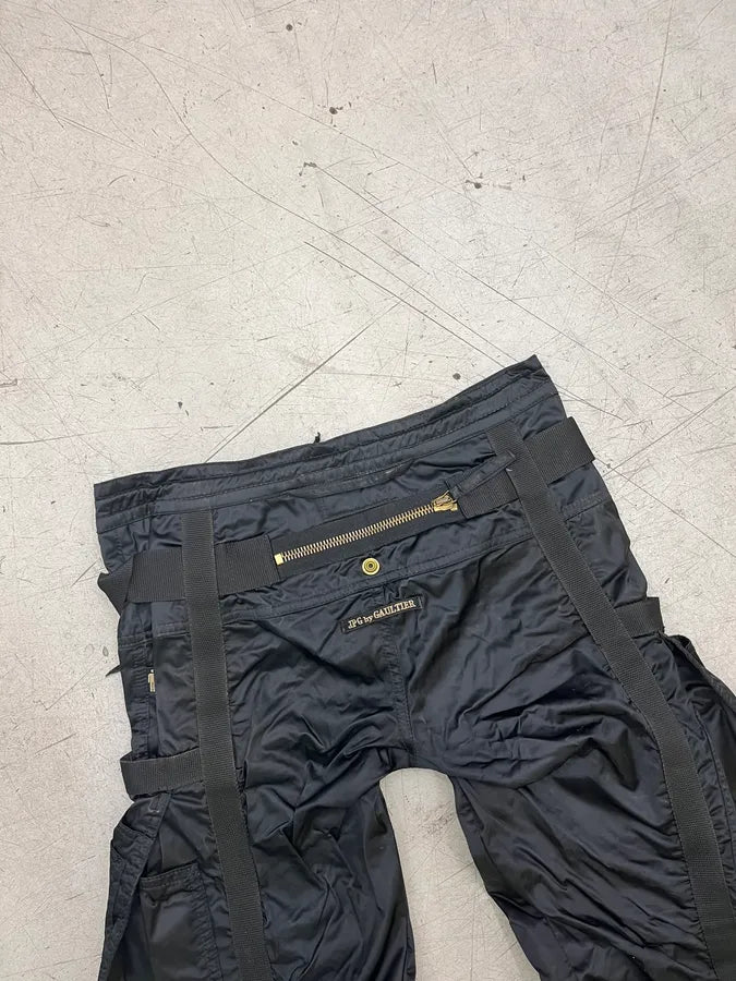 FW2003 Jean Paul Gaultier Aviator Black Bondage Cargo Pants esCUdvC 8