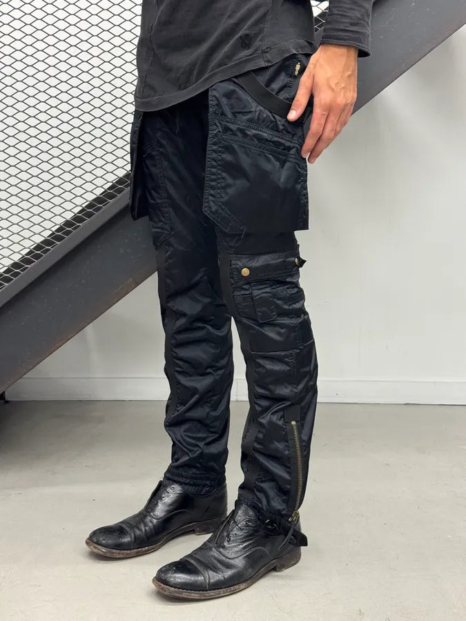 FW2003 Jean Paul Gaultier Aviator Black Bondage Cargo Pants esCUdvC 2