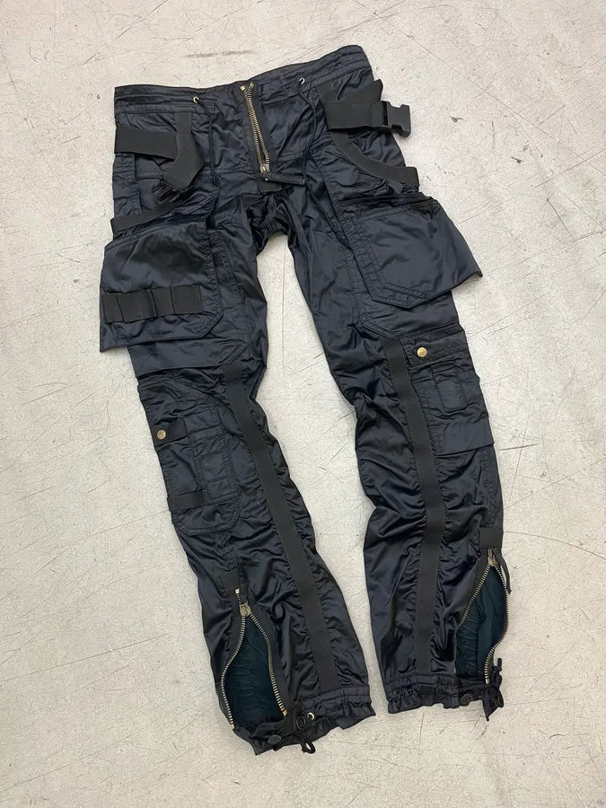 FW2003 Jean Paul Gaultier Aviator Black Bondage Cargo Pants esCUdvC 5