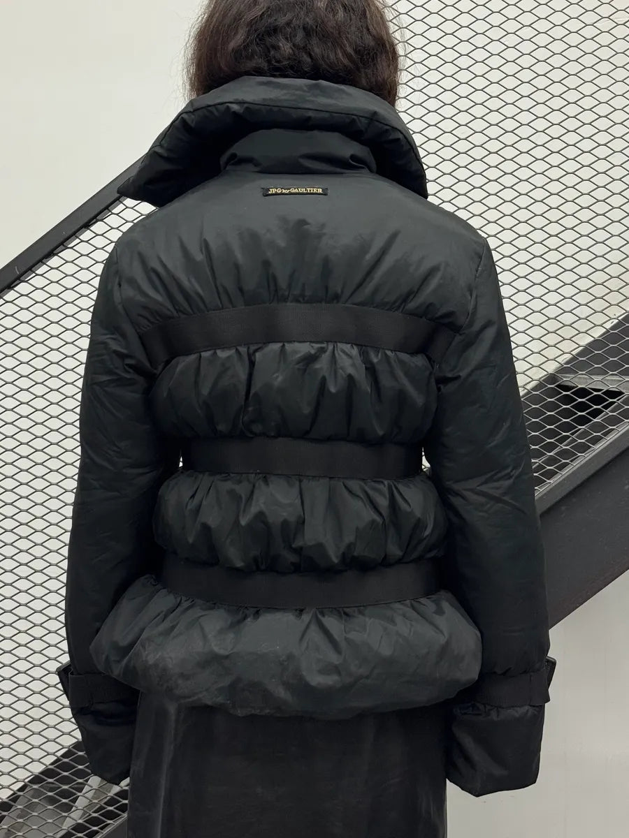FW2003 Jean Paul Gaultier Triple Black Bondage Quilted Puffer Jacket FjRAOTY 2