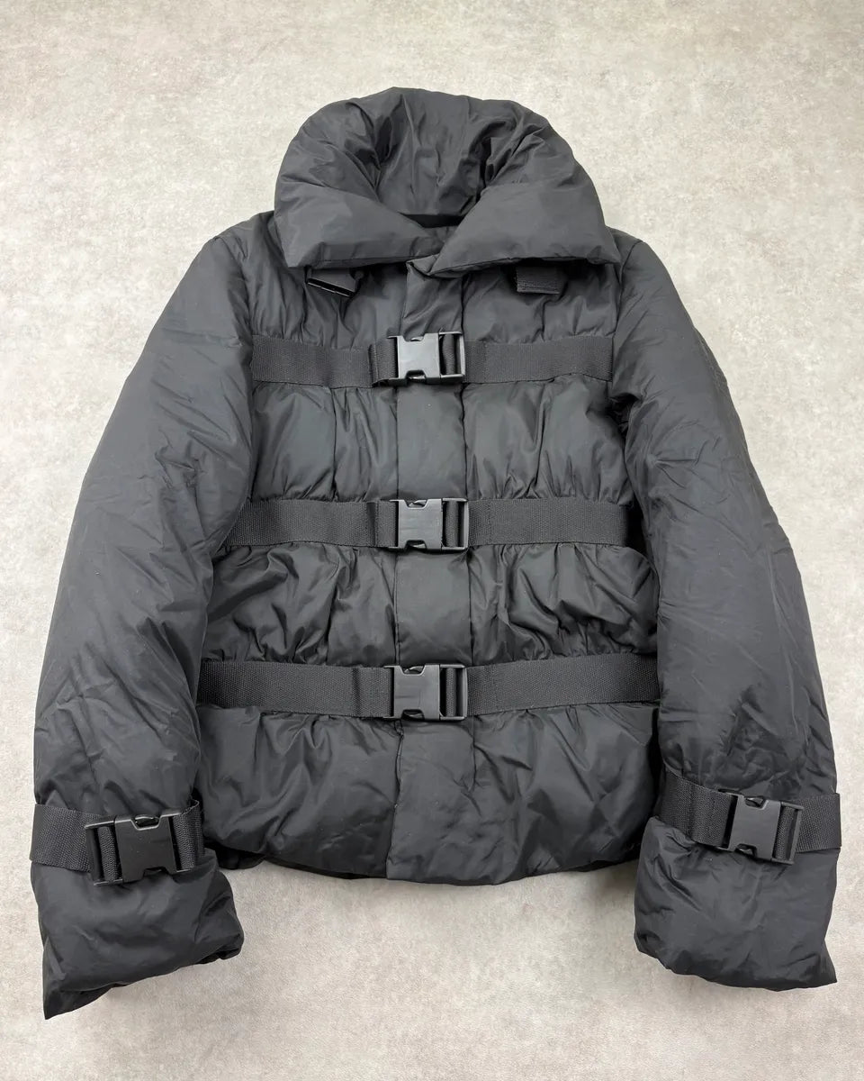 FW2003 Jean Paul Gaultier Triple Black Bondage Quilted Puffer Jacket FjRAOTY 0
