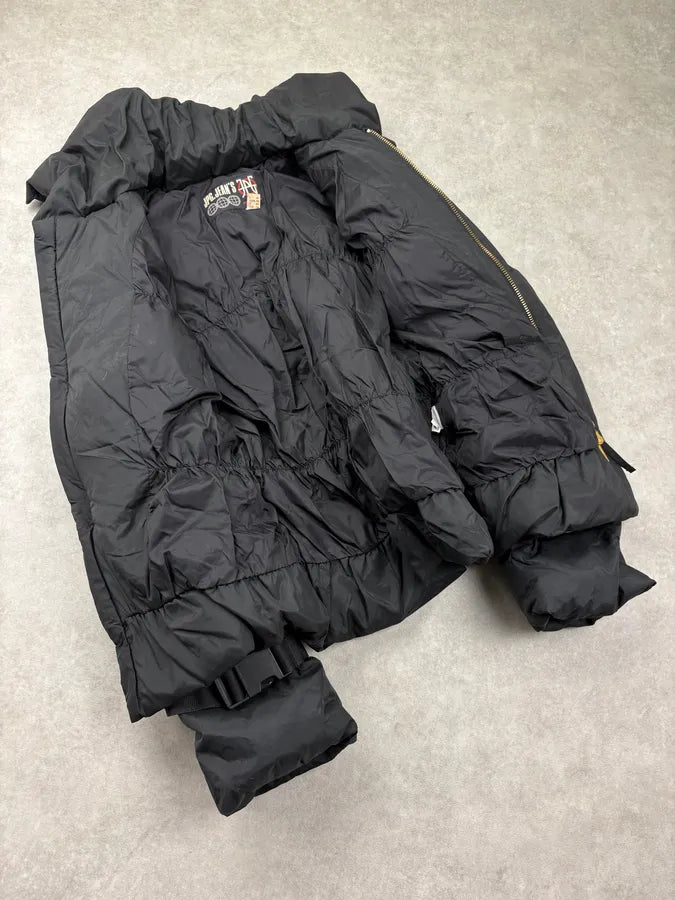 FW2003 Jean Paul Gaultier Triple Black Bondage Quilted Puffer Jacket FjRAOTY 7