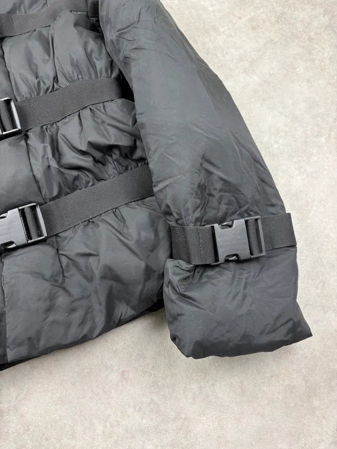 FW2003 Jean Paul Gaultier Triple Black Bondage Quilted Puffer Jacket FjRAOTY 9