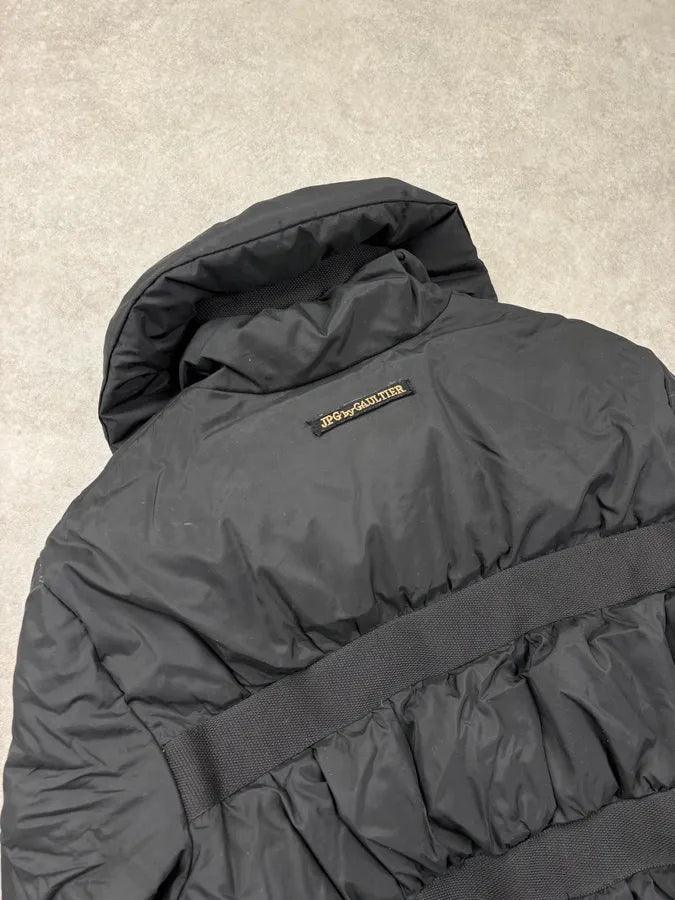 FW2003 Jean Paul Gaultier Triple Black Bondage Quilted Puffer Jacket FjRAOTY 10
