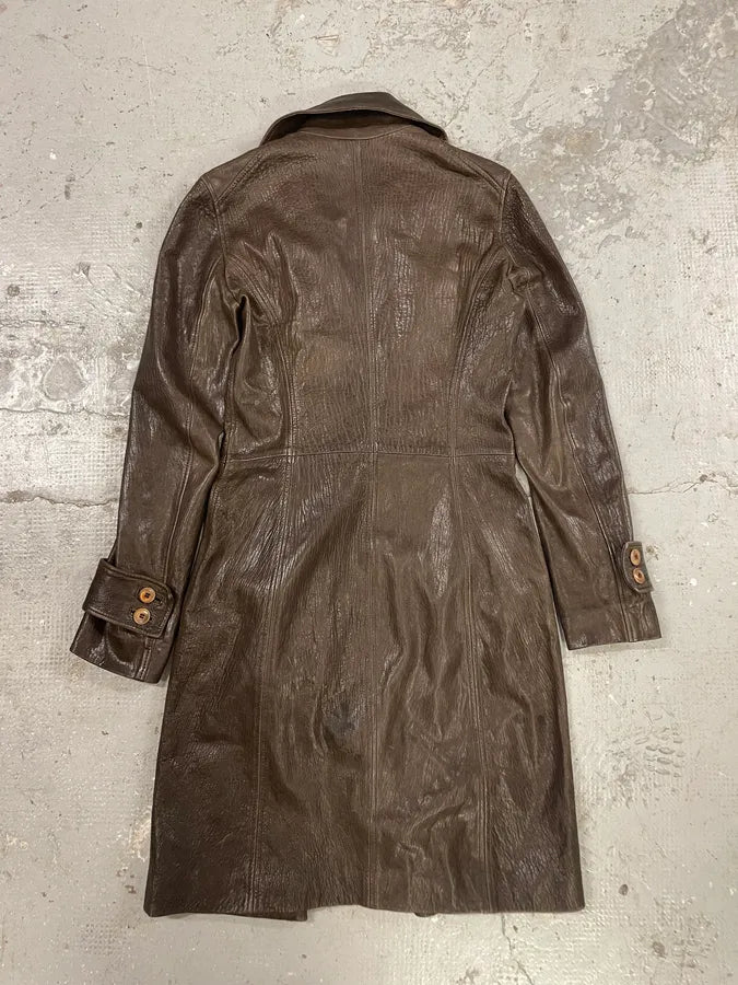 FW2003 Plein Sud Asymmetrical Avant-Gardist Leather Trench Jacket (S/M) 1