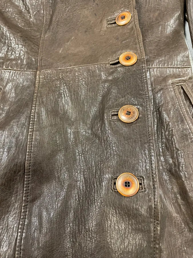 FW2003 Plein Sud Asymmetrical Avant-Gardist Leather Trench Jacket (S/M) 3