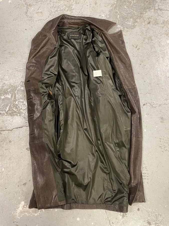 FW2003 Plein Sud Asymmetrical Avant-Gardist Leather Trench Jacket (S/M) 4