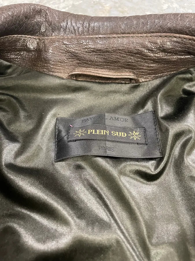 FW2003 Plein Sud Asymmetrical Avant-Gardist Leather Trench Jacket (S/M) 6