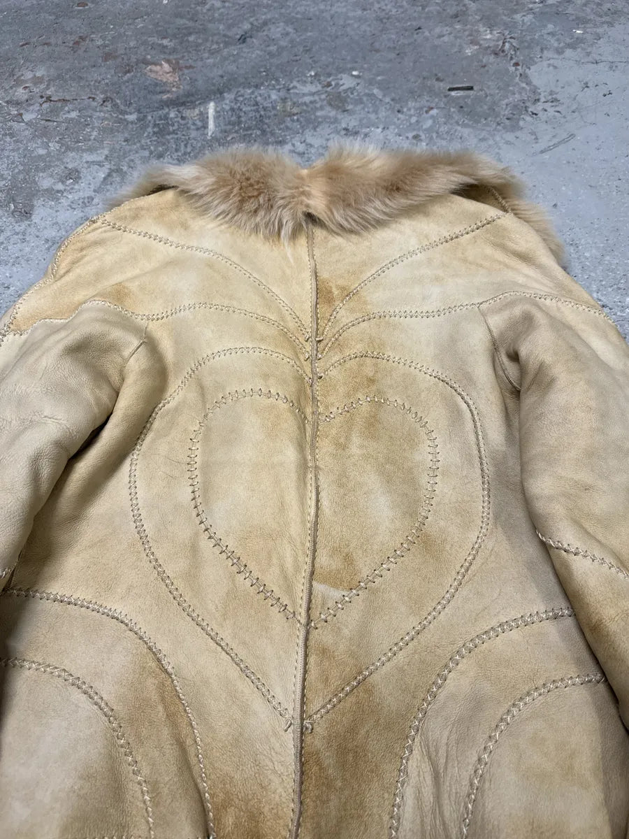 FW2003 Roberto Cavalli Beige Hearth Leather Fur Jacket (M) bQXEcPl 9