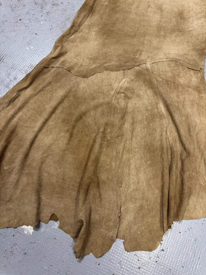 FW2003 Roberto Cavalli Beige Long Asymmetrical Raw Leather Skirt oclEQtL 5