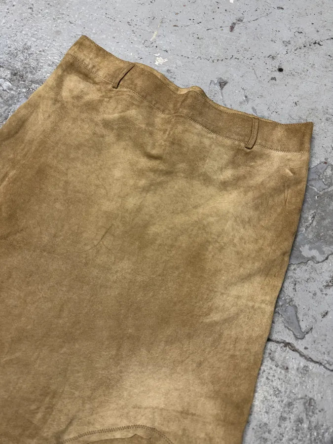 FW2003 Roberto Cavalli Beige Long Asymmetrical Raw Leather Skirt oclEQtL 6