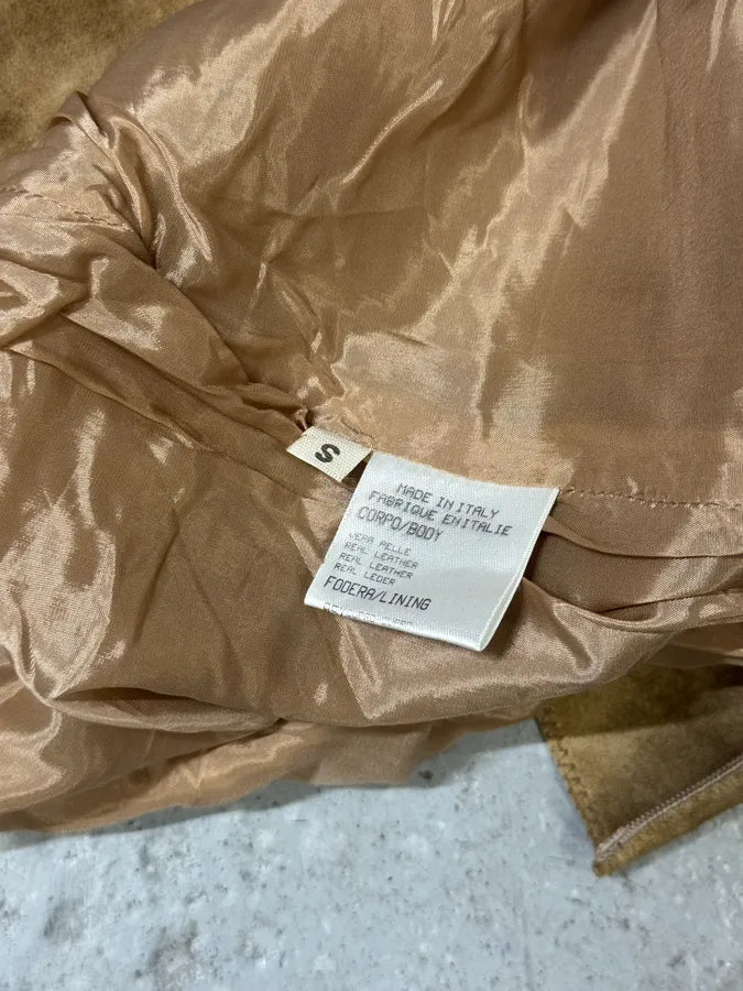 FW2003 Roberto Cavalli Beige Long Asymmetrical Raw Leather Skirt oclEQtL 7