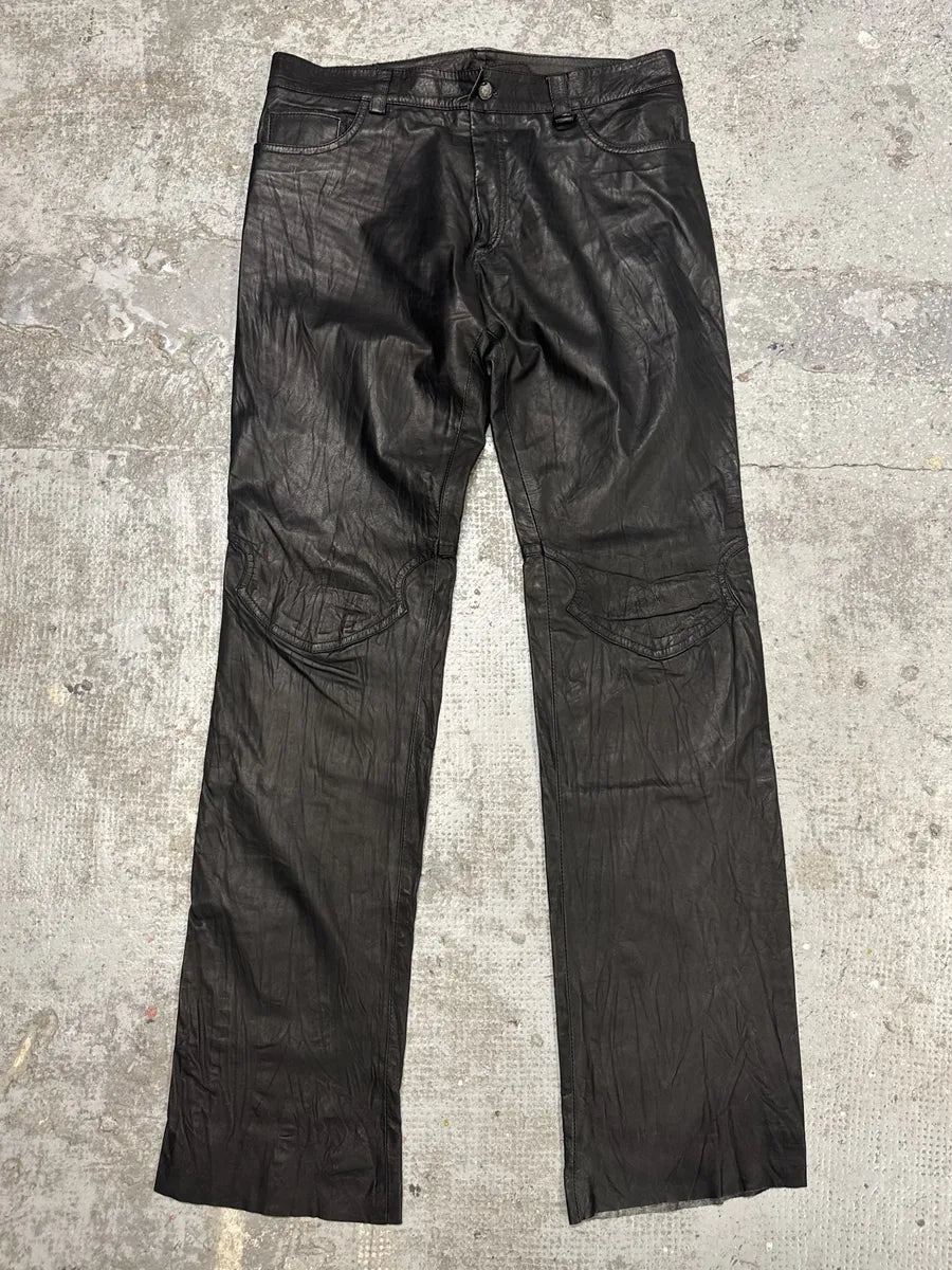 FW2003 Roberto Cavalli Black Avant-Garde Obscure Leather Pants HHmjsGS 0