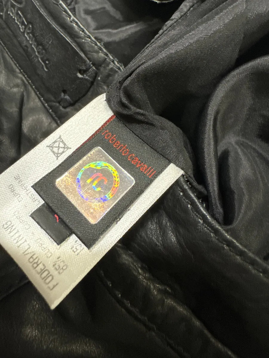 FW2003 Roberto Cavalli Black Avant-Garde Obscure Leather Pants HHmjsGS 10