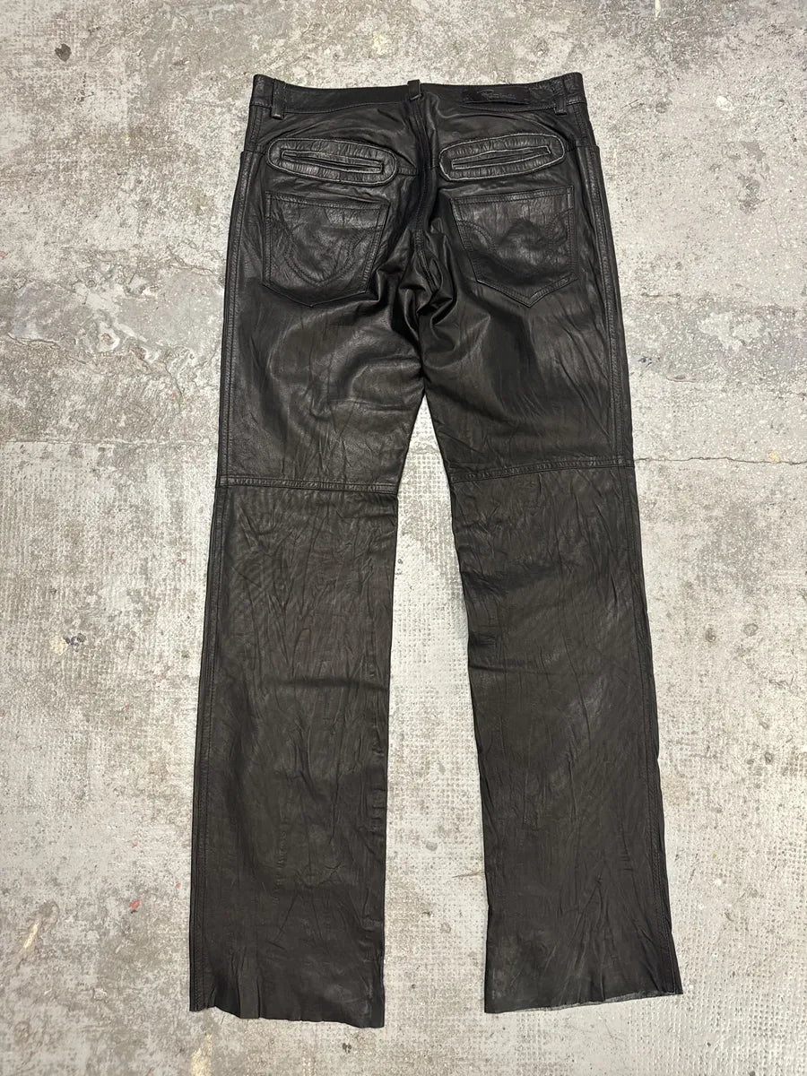 FW2003 Roberto Cavalli Black Avant-Garde Obscure Leather Pants HHmjsGS 3