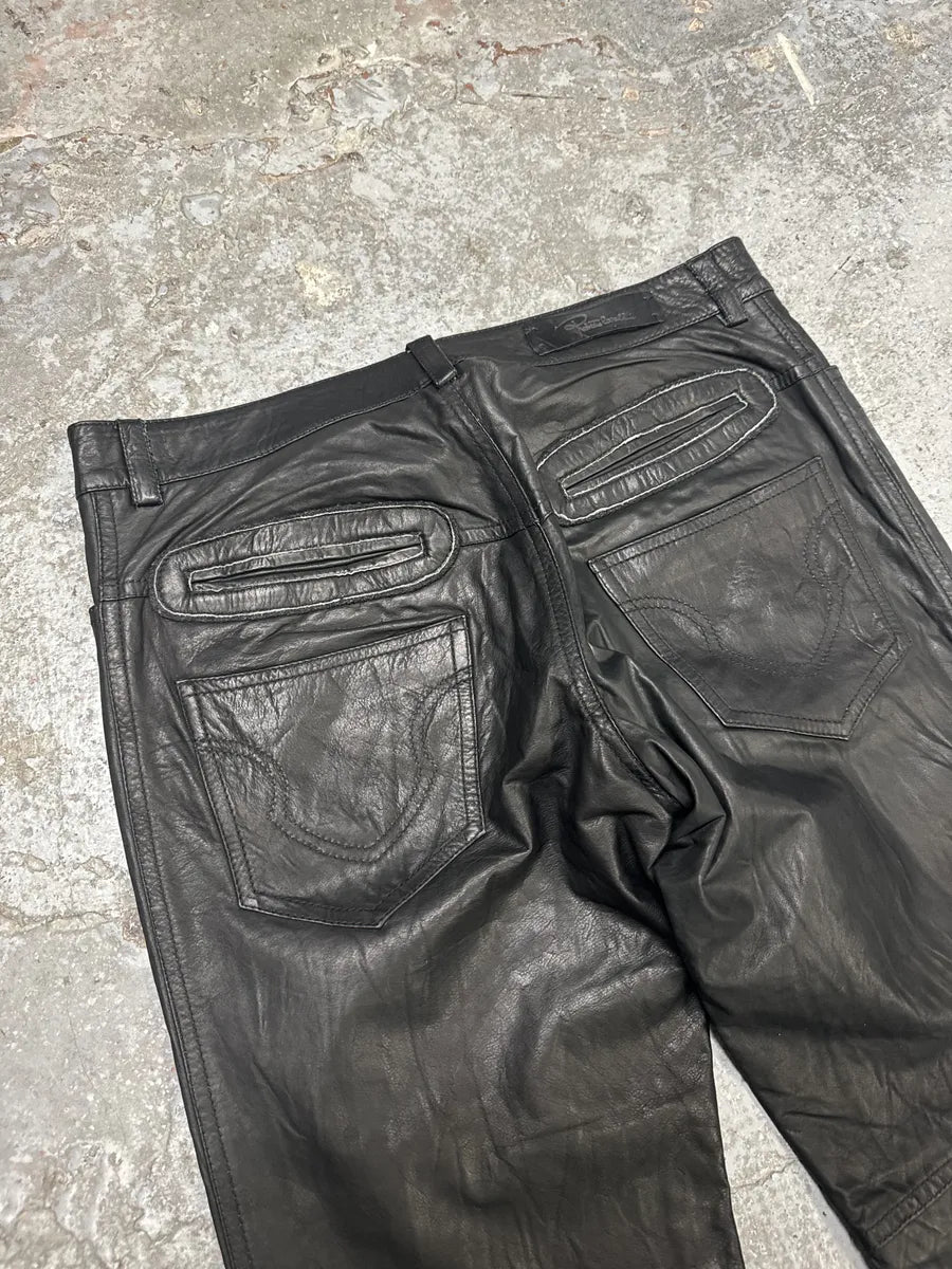 FW2003 Roberto Cavalli Black Avant-Garde Obscure Leather Pants HHmjsGS 4