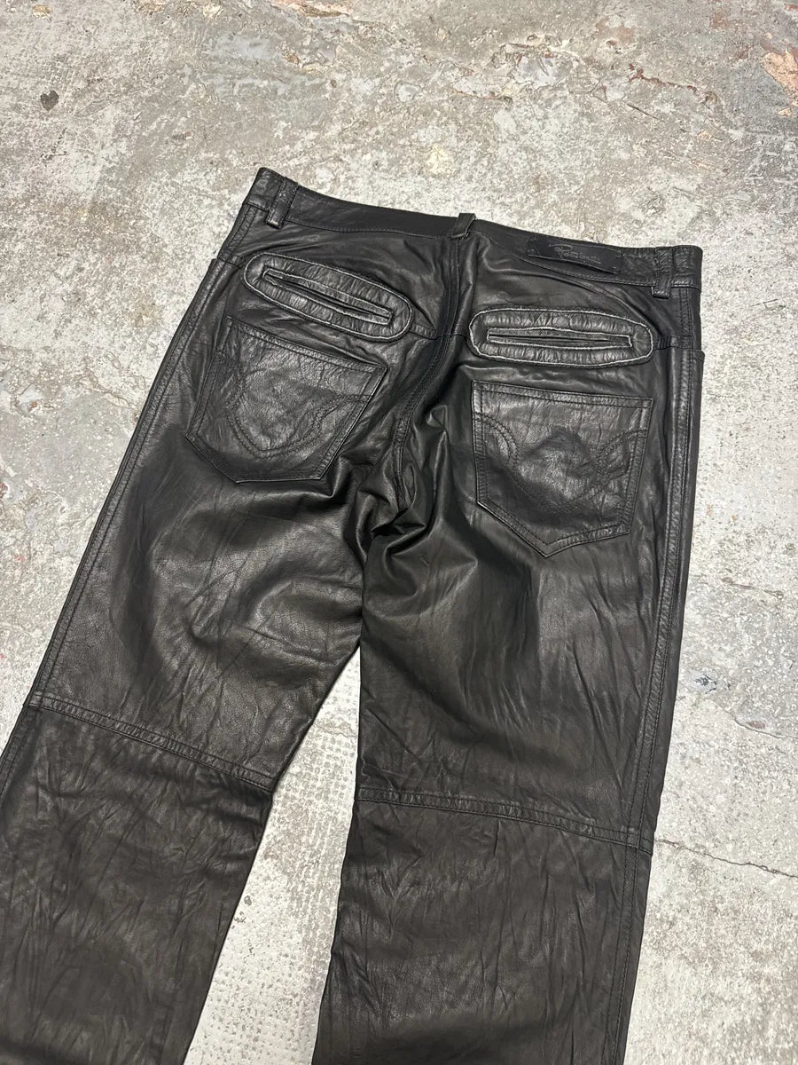 FW2003 Roberto Cavalli Black Avant-Garde Obscure Leather Pants HHmjsGS 5