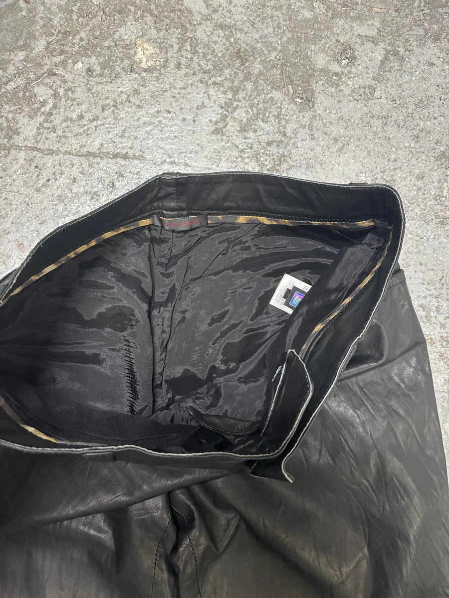 FW2003 Roberto Cavalli Black Avant-Garde Obscure Leather Pants HHmjsGS 7