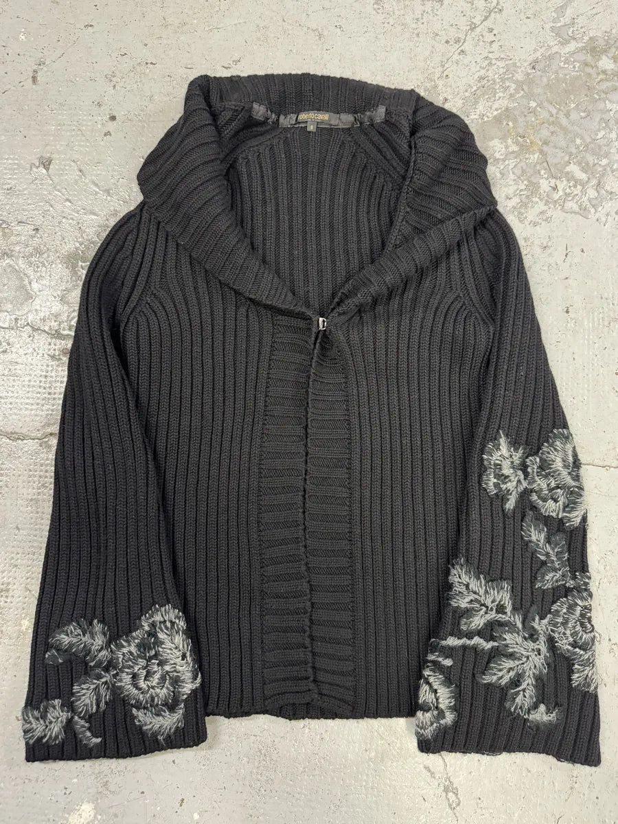 FW2003 Roberto Cavalli Black Wool Embroidered Cardigan  OXZRVeJ 0