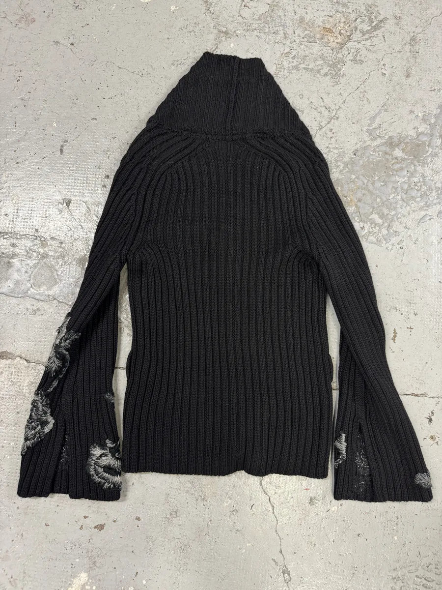 FW2003 Roberto Cavalli Black Wool Embroidered Cardigan  OXZRVeJ 1