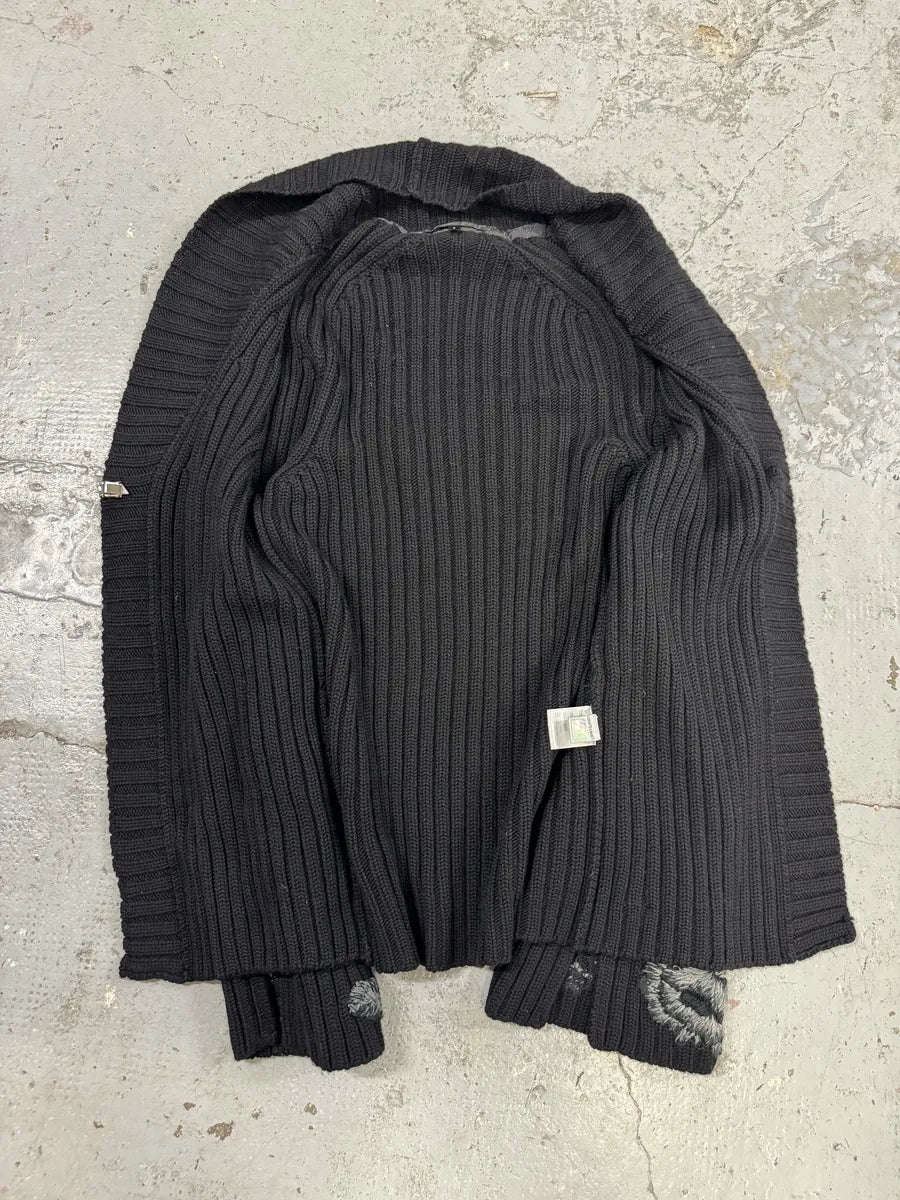 FW2003 Roberto Cavalli Black Wool Embroidered Cardigan  OXZRVeJ 3