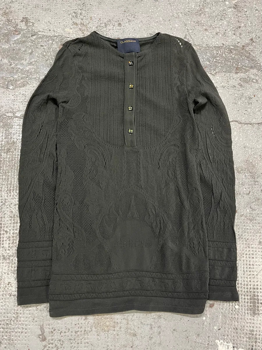 FW2003 Roberto Cavalli Embroidered Black Henley Longsleeves BvpTiqo 1