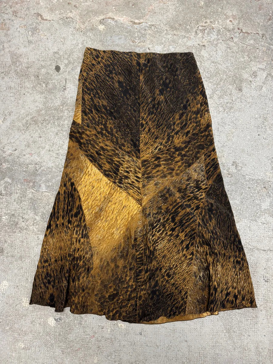 FW2003 Roberto Cavalli Silk Long Volcano Eruption Skirt (M) yMGpfcQ 0