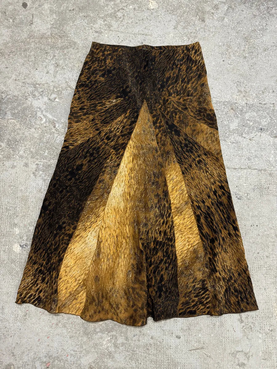 FW2003 Roberto Cavalli Silk Long Volcano Eruption Skirt (M) yMGpfcQ 6