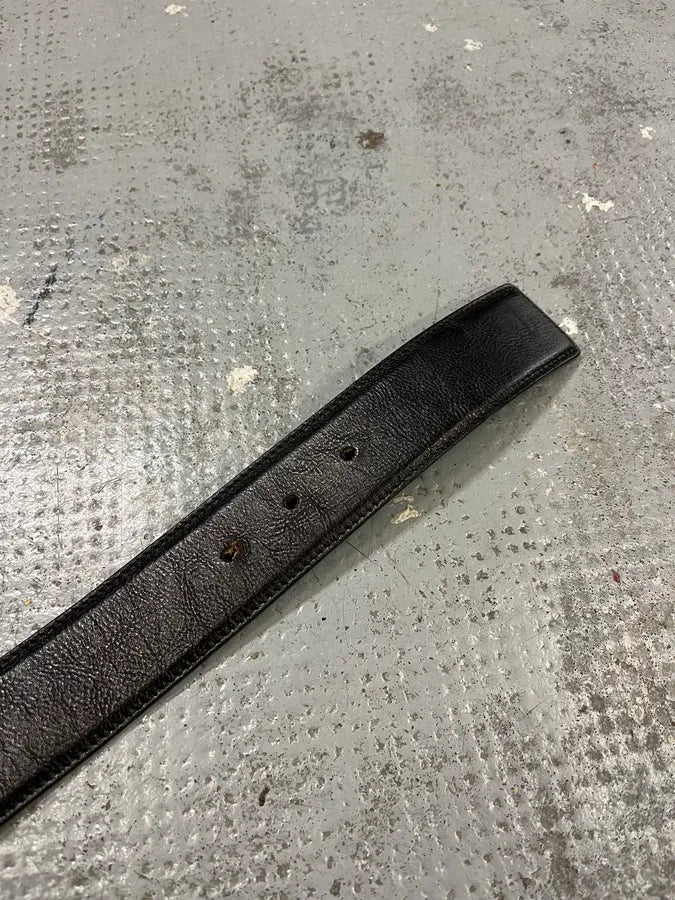 FW2003 Yves Saint Laurent Golden YSL Logo Buckle Black Leather Belt uPjeTba 6