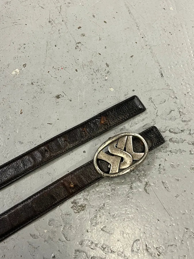 FW2003 Yves Saint Laurent YSL Buckle Black Leather Belt oNNWRbT 3