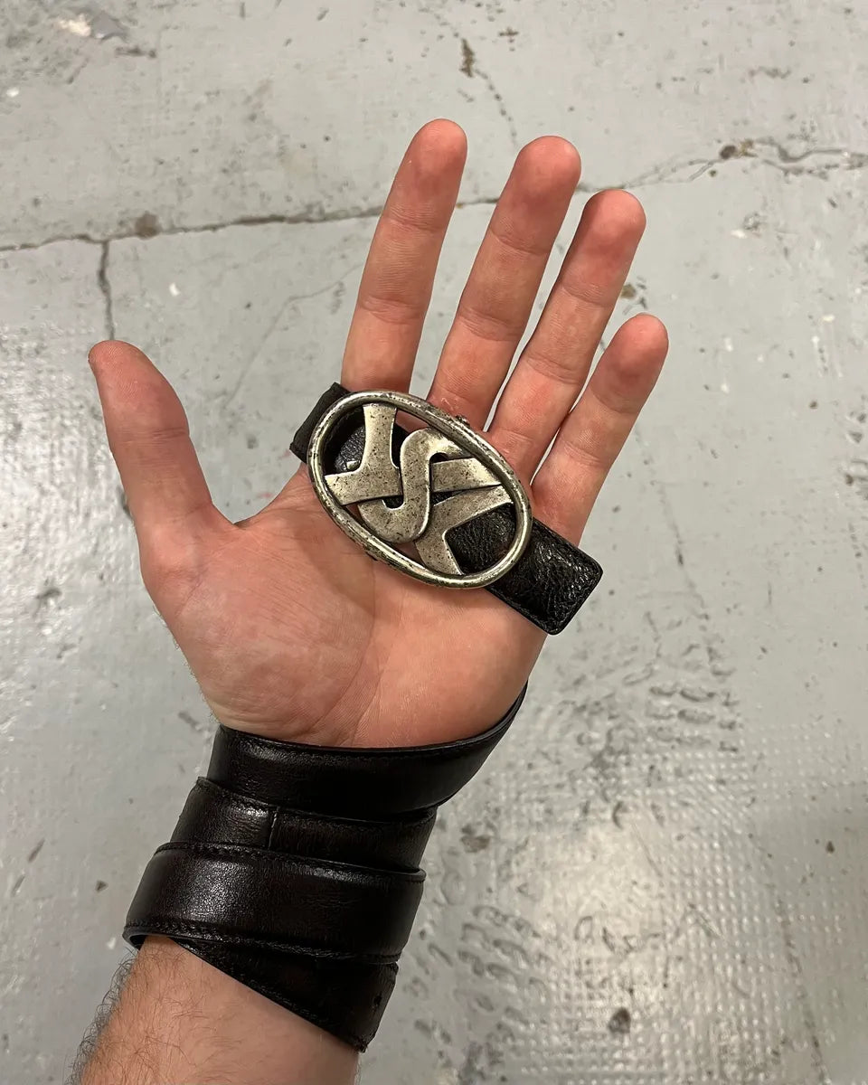 FW2003 Yves Saint Laurent YSL Buckle Black Leather Belt oNNWRbT 2