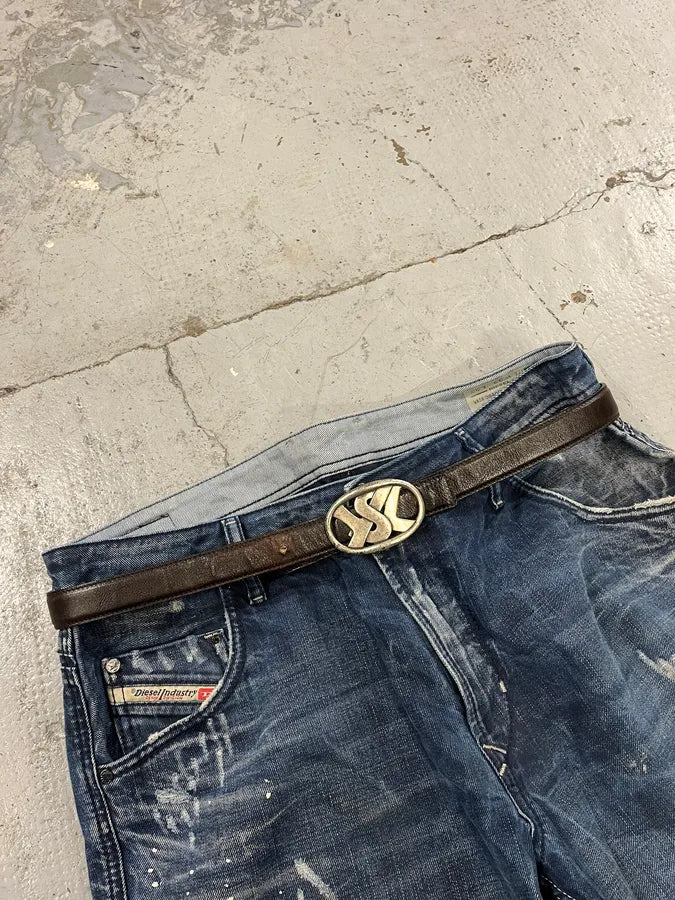 FW2003 Yves Saint Laurent YSL Buckle Black Leather Belt oNNWRbT 0