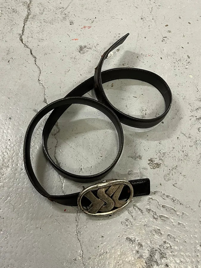FW2003 Yves Saint Laurent YSL Buckle Black Leather Belt oNNWRbT 4