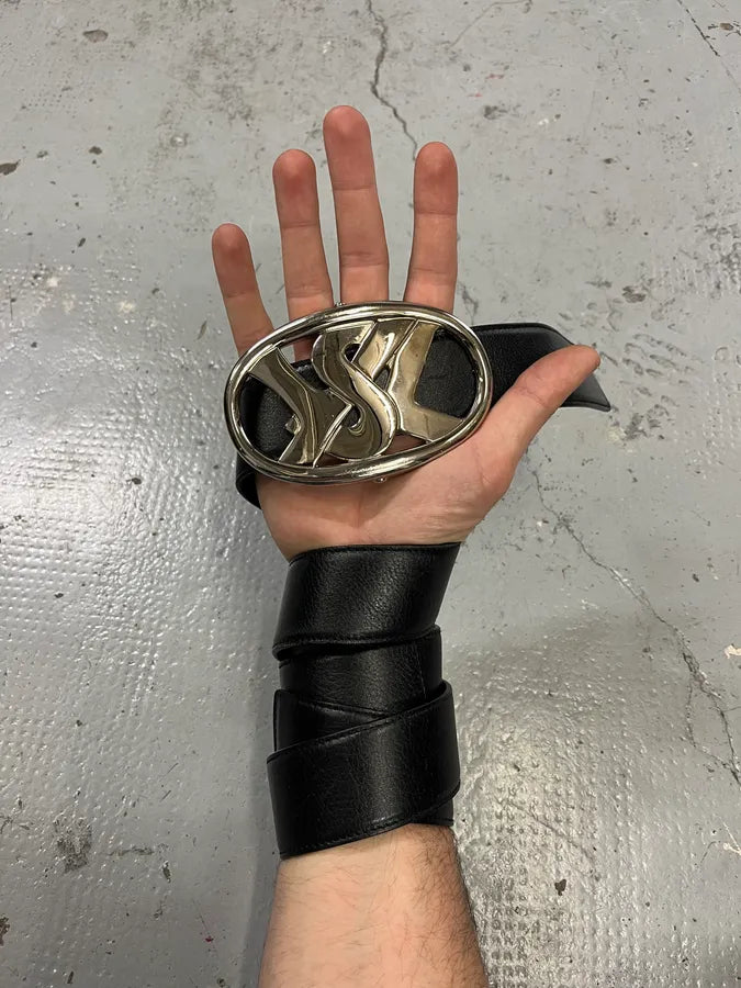 FW2003 Yves Saint Laurent YSL Logo Black Leather Belt edyUjld 0