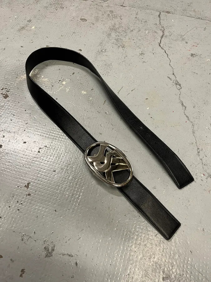 FW2003 Yves Saint Laurent YSL Logo Black Leather Belt edyUjld 4