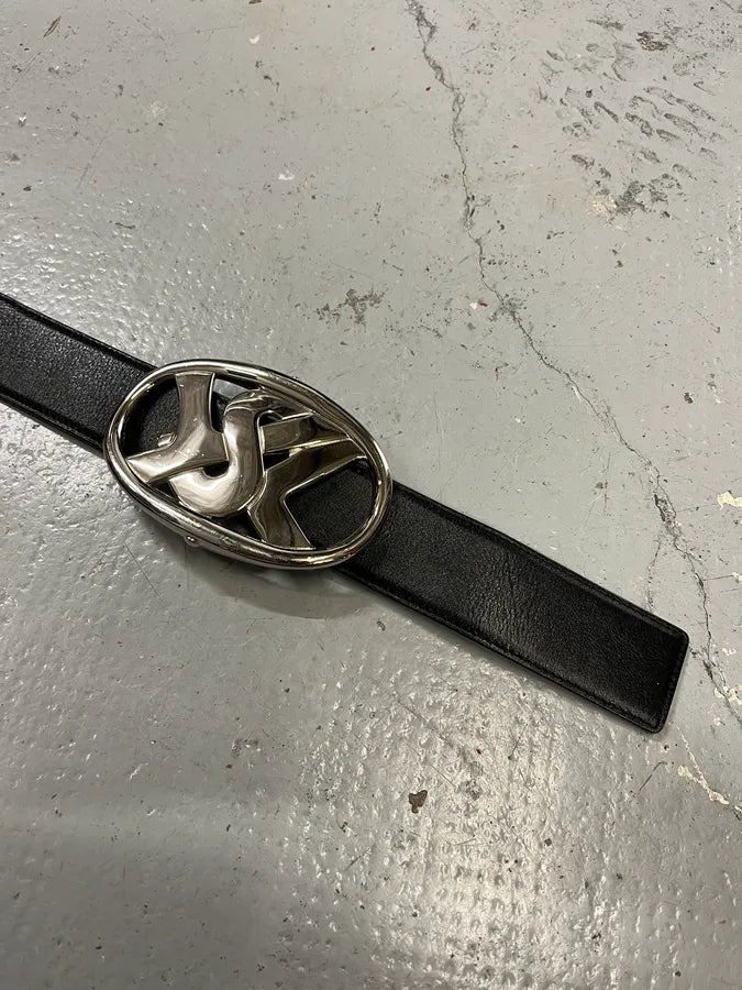 FW2003 Yves Saint Laurent YSL Logo Black Leather Belt edyUjld 6