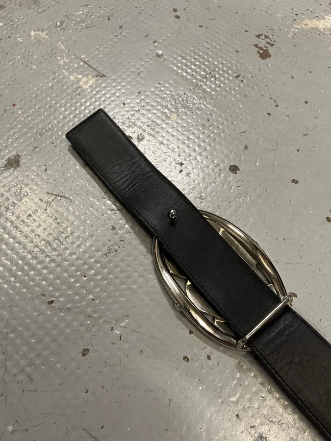 FW2003 Yves Saint Laurent YSL Logo Black Leather Belt edyUjld 8