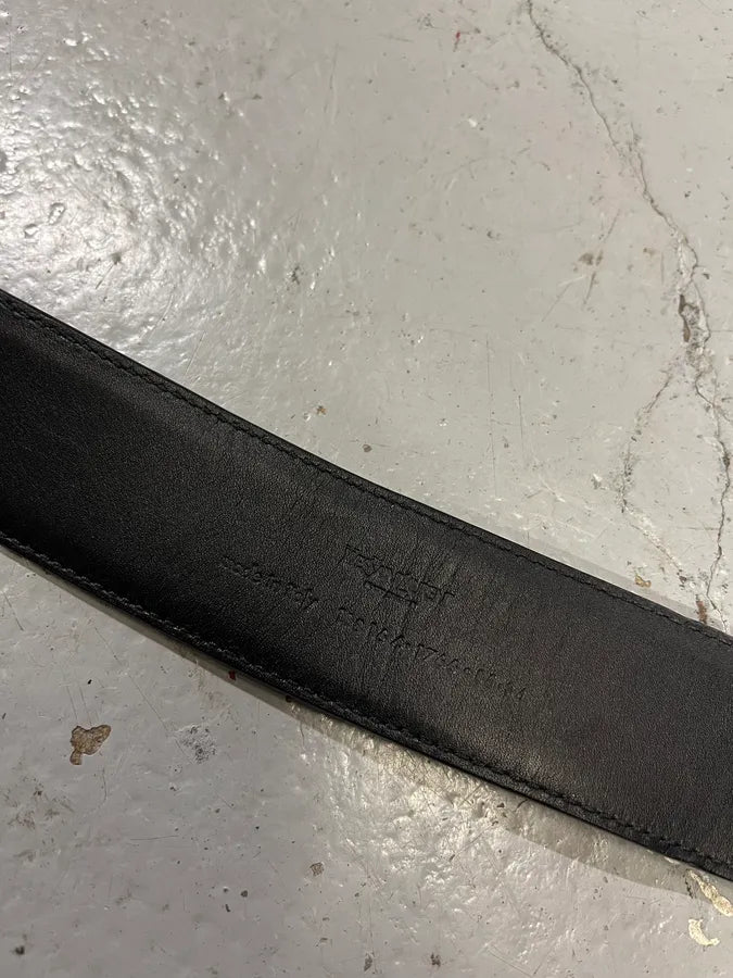 FW2003 Yves Saint Laurent YSL Logo Black Leather Belt edyUjld 9
