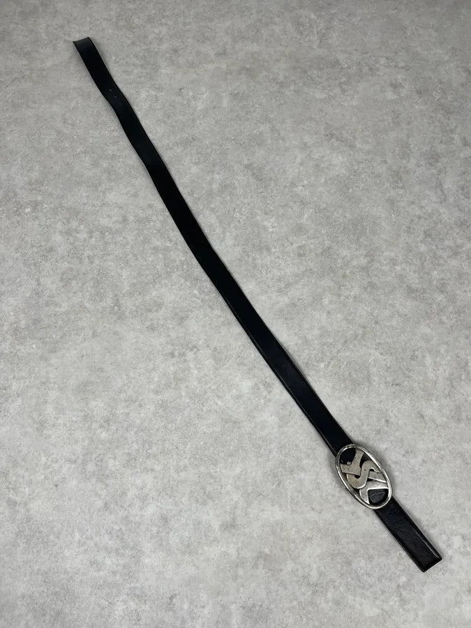 FW2003 Yves Saint Laurent YSL Logo Black Leather Belt FFvQdml 6