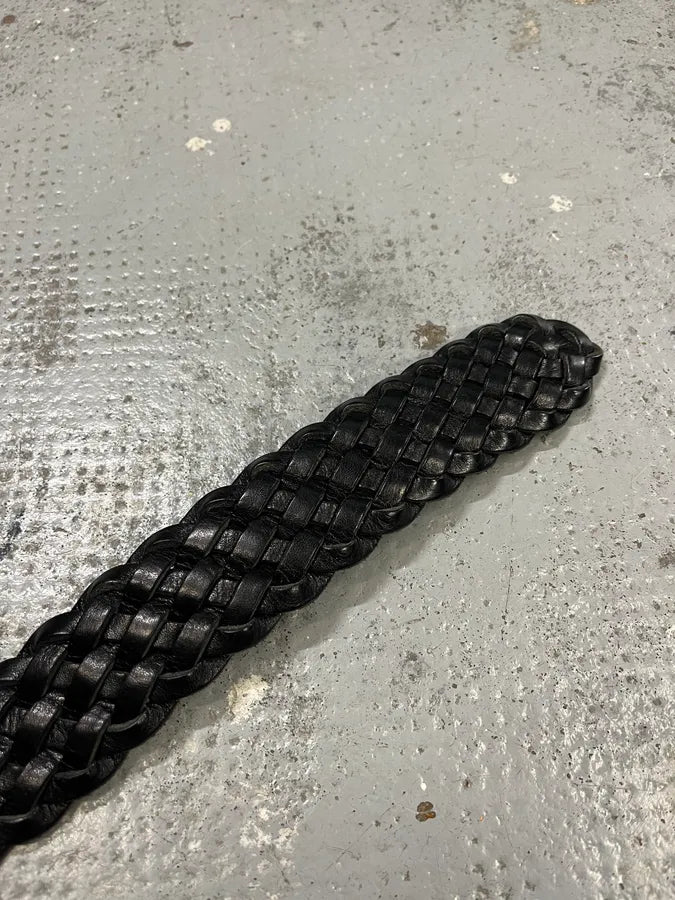 FW2003 Yves Saint Laurent YSL Logo Black Woven Leather Belt jJegPDn 6