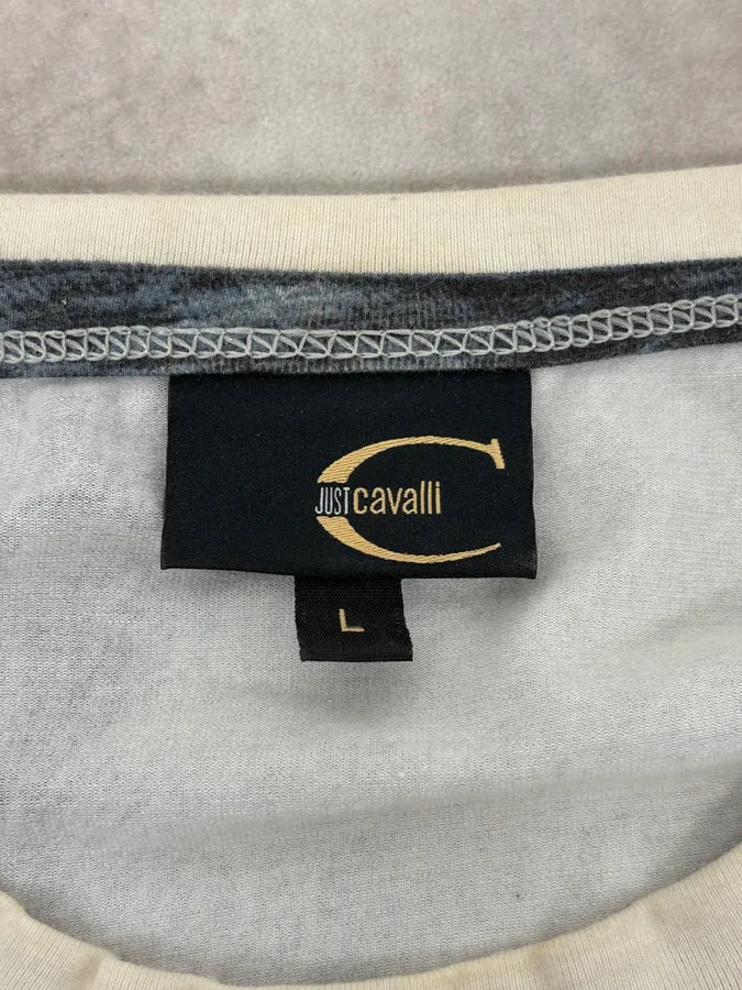 FW2004 Cavalli Blue & White Brush Striped Longsleeve T-Shirt svyatZh 8